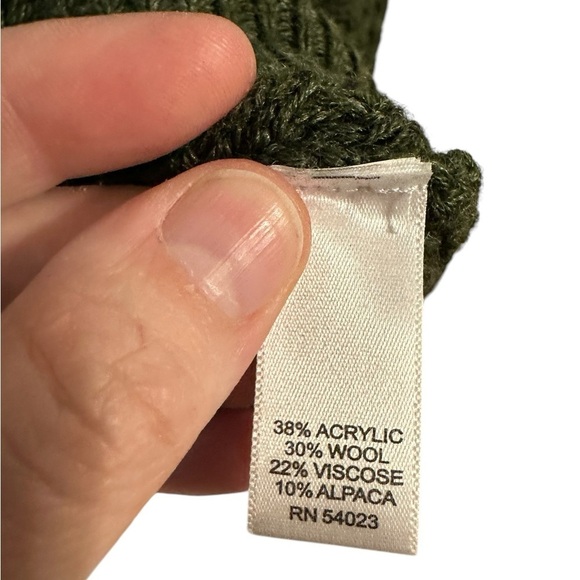 Banana Republic Cowl Turtleneck Knit Wool Alpaca Blend Olive Cargo Chunky Size M - Picture 6 of 7